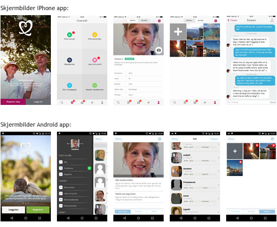 SeniorDate iPhone og Android Apps